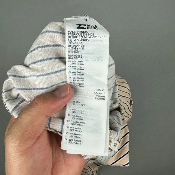 Billabong Womens Small Run Wild Overalls Jumpsuit Striped Tan Adjustable Straps - Picture 7 of 8